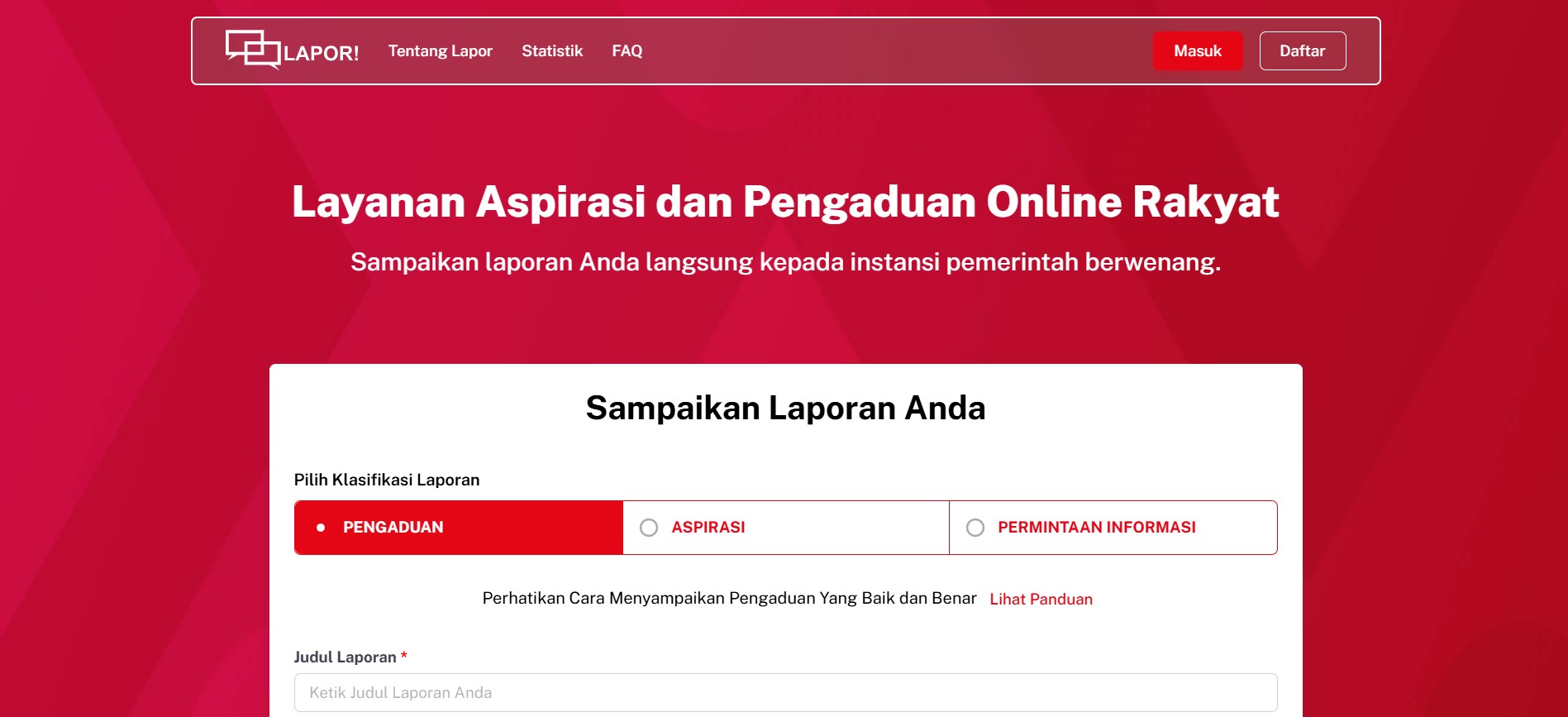 Ilustrasi SP4N Lapor